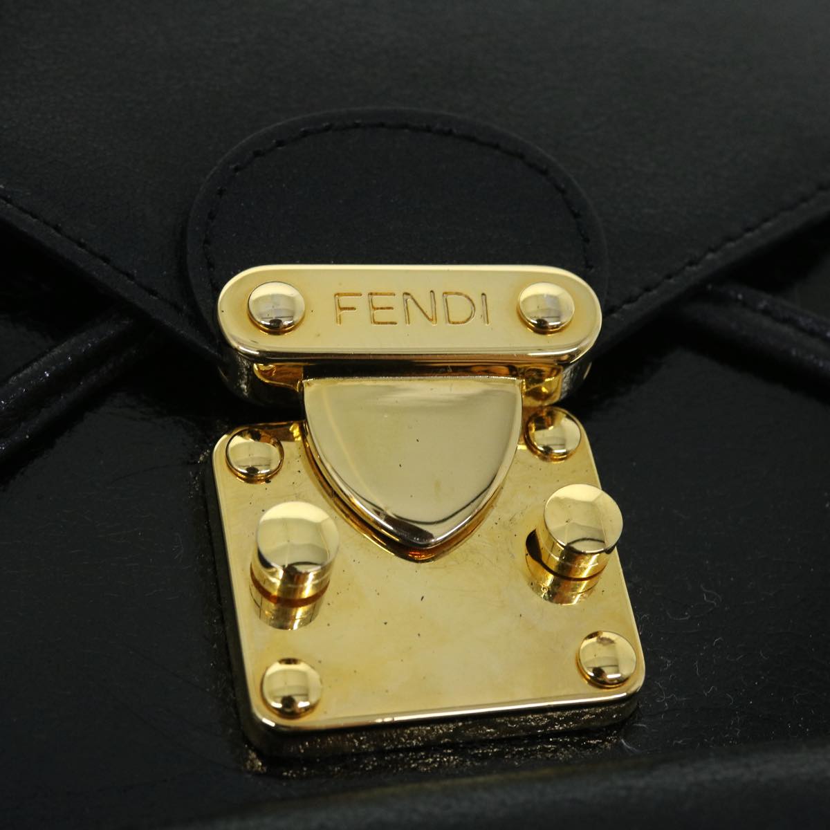 FENDI Backpack Leather Black Auth bs7930