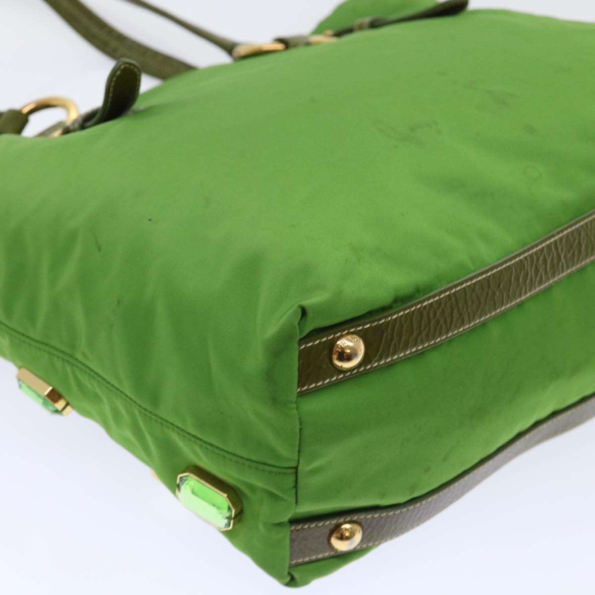 PRADA Bijoux Shoulder Bag Nylon Green Auth bs7931