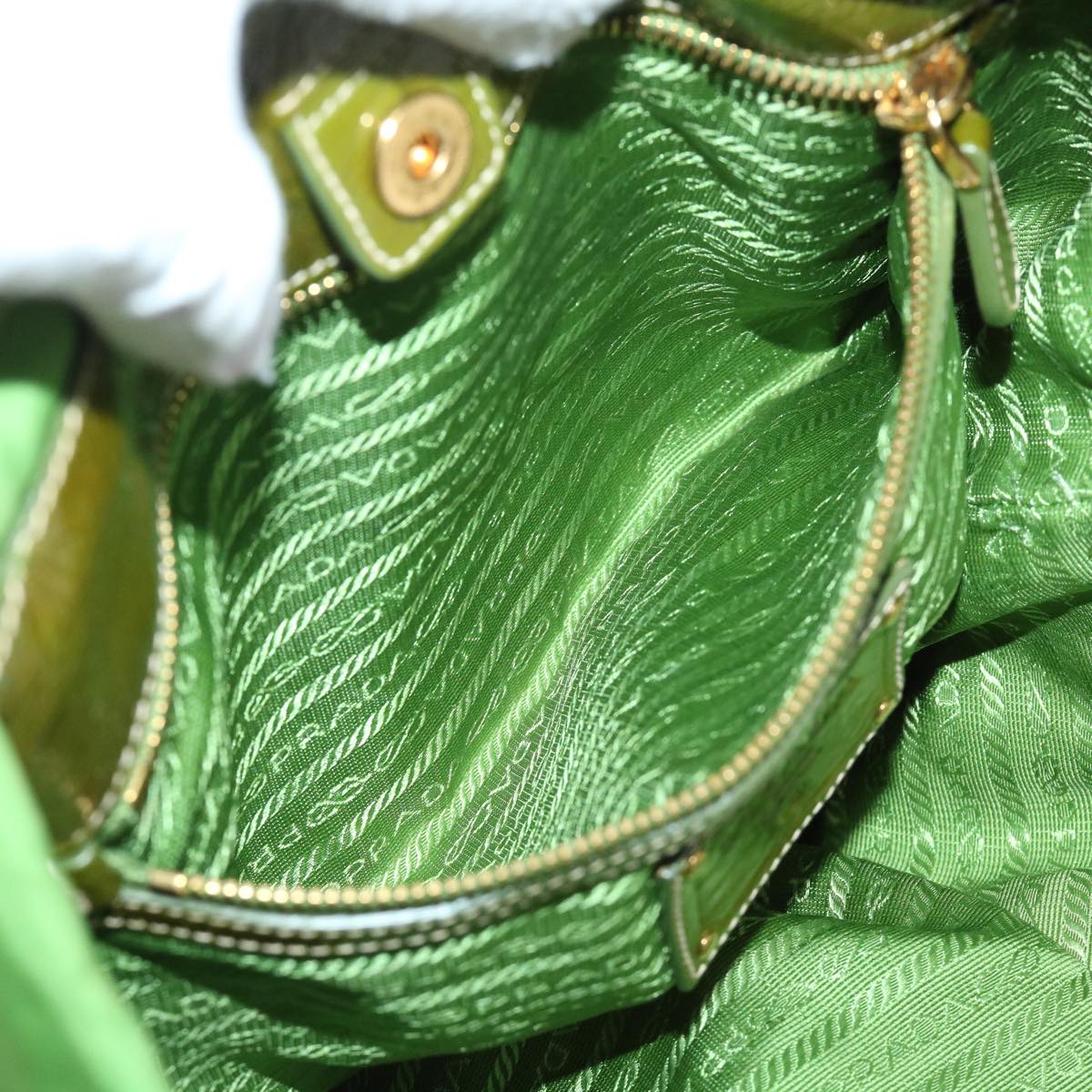 PRADA Bijoux Shoulder Bag Nylon Green Auth bs7931