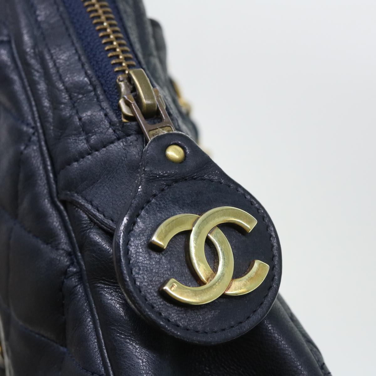 CHANEL Chain Shoulder Bag Lamb Skin Black CC Auth bs7954