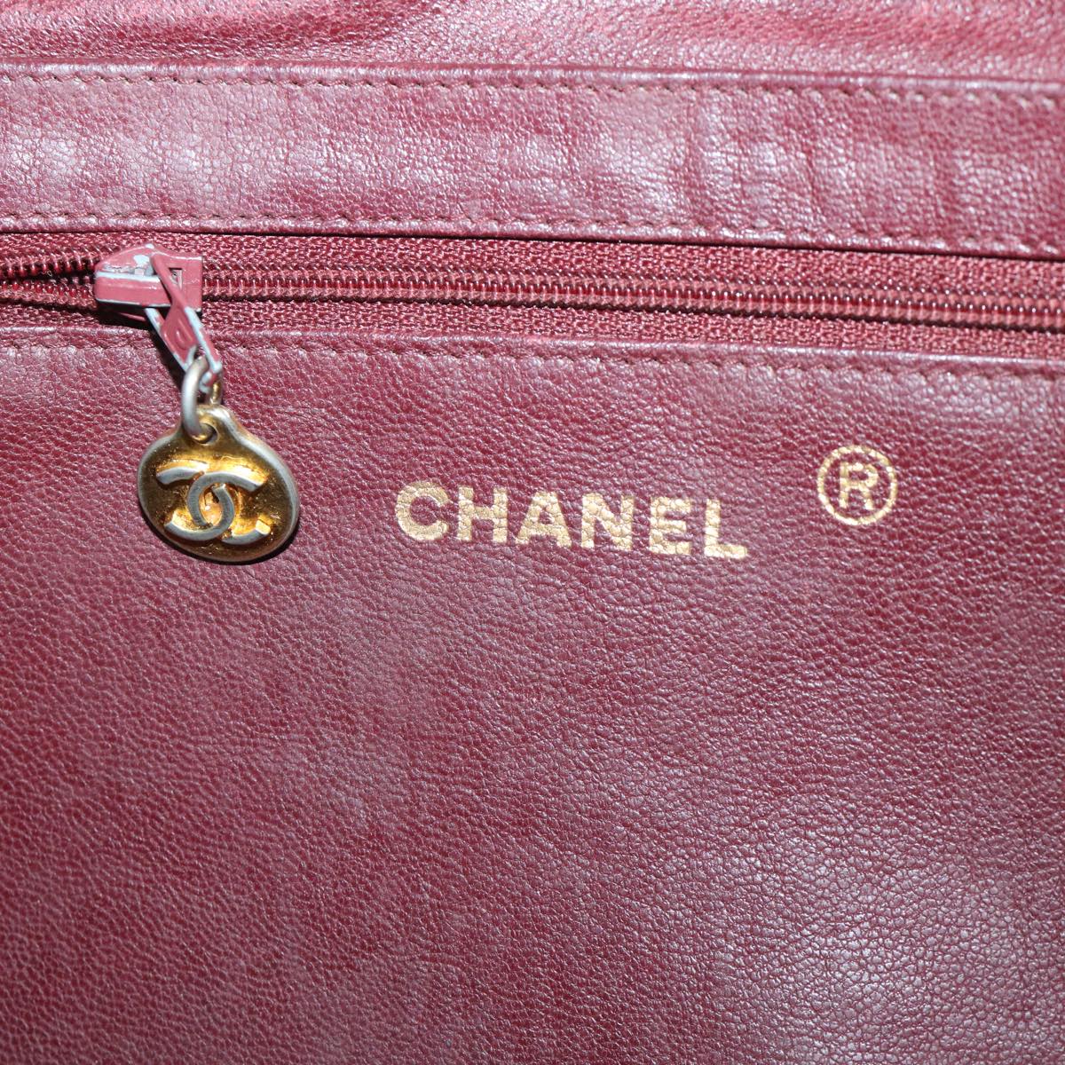 CHANEL Chain Shoulder Bag Lamb Skin Black CC Auth bs7954