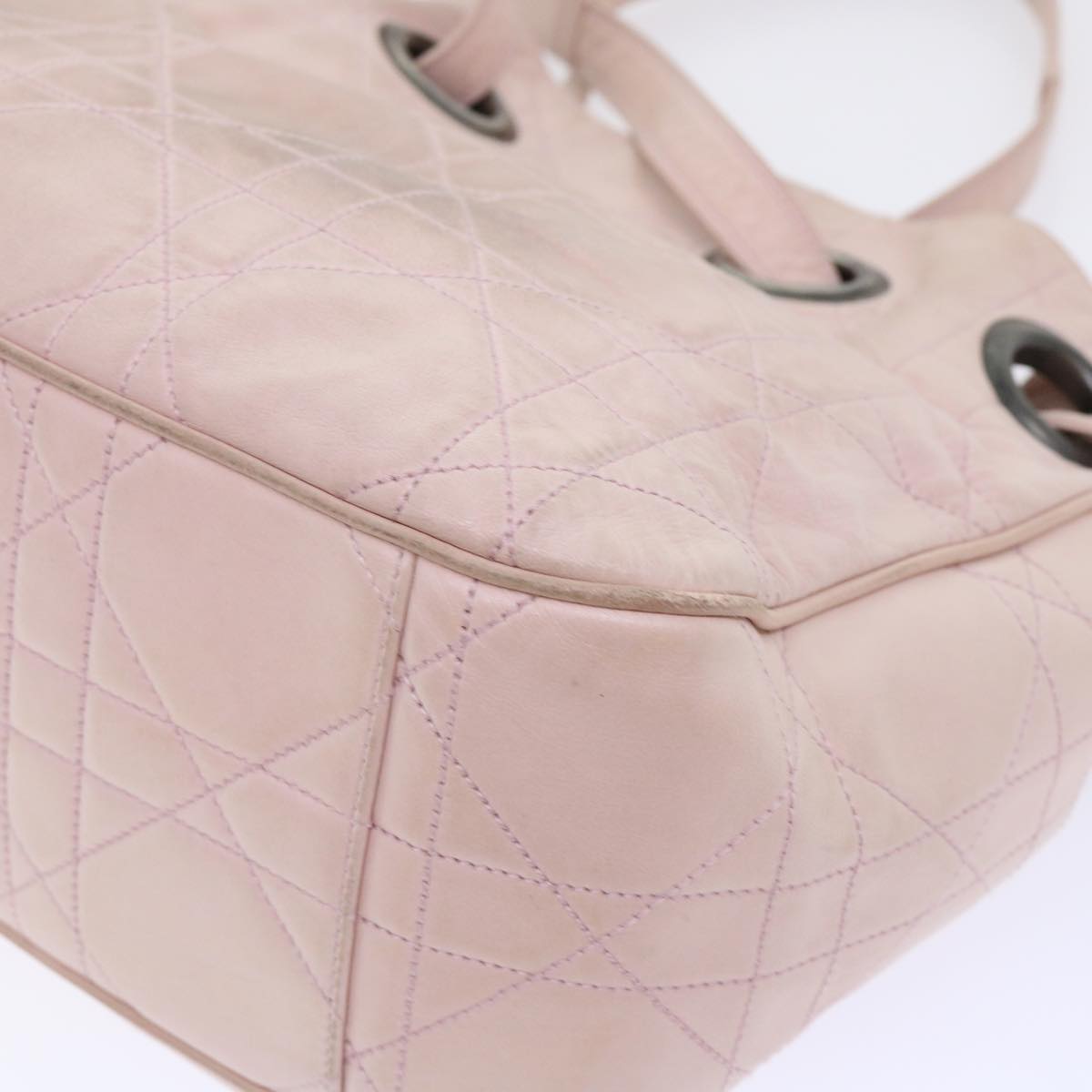 Christian Dior Canage Shoulder Bag Leather Pink Auth bs7962