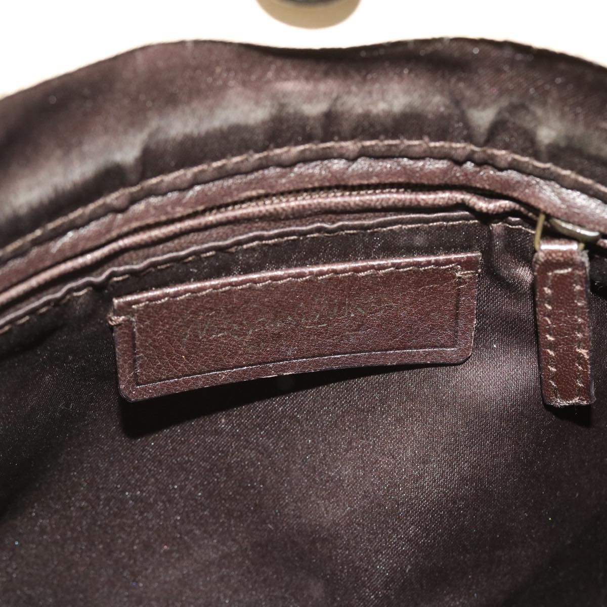 SAINT LAURENT Shoulder Bag Leather Beige Auth bs7993