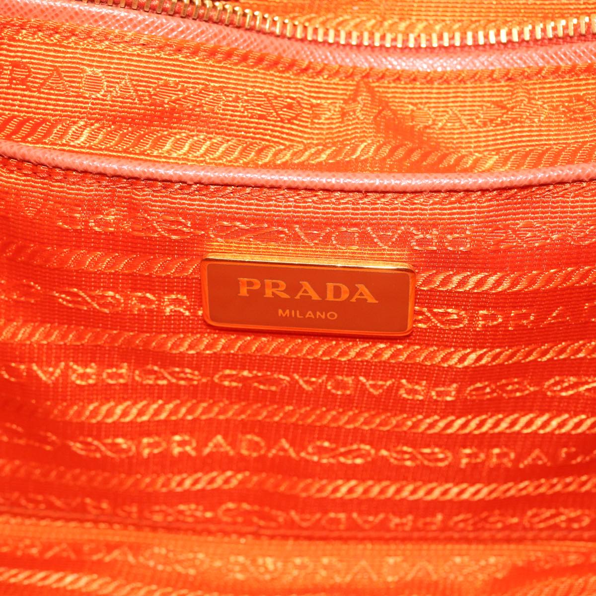 PRADA Tote Bag Straw Orange Auth bs8012