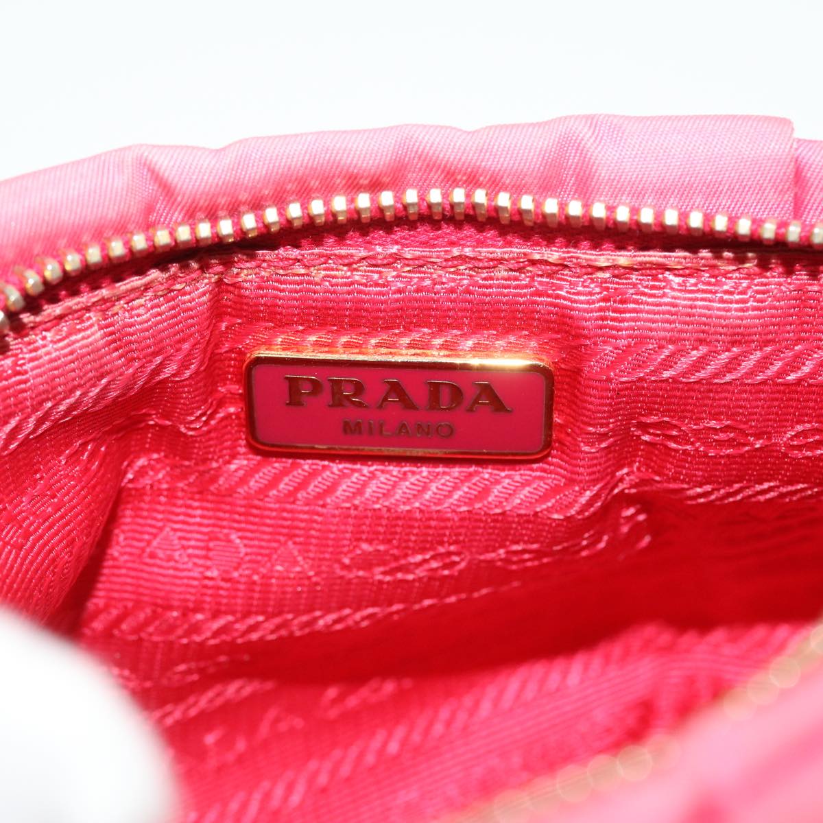 PRADA Ribbon Pouch Nylon Pink Auth bs8037