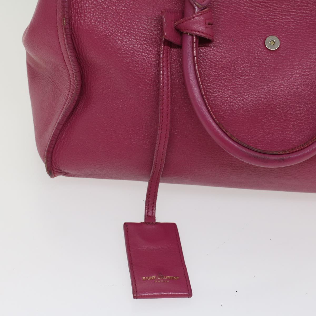 SAINT LAURENT Hand Bag Leather Pink Auth bs8086