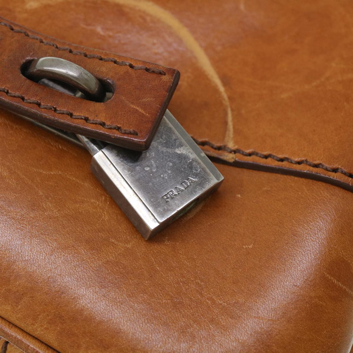 PRADA Hand Bag Leather Brown Auth bs8114