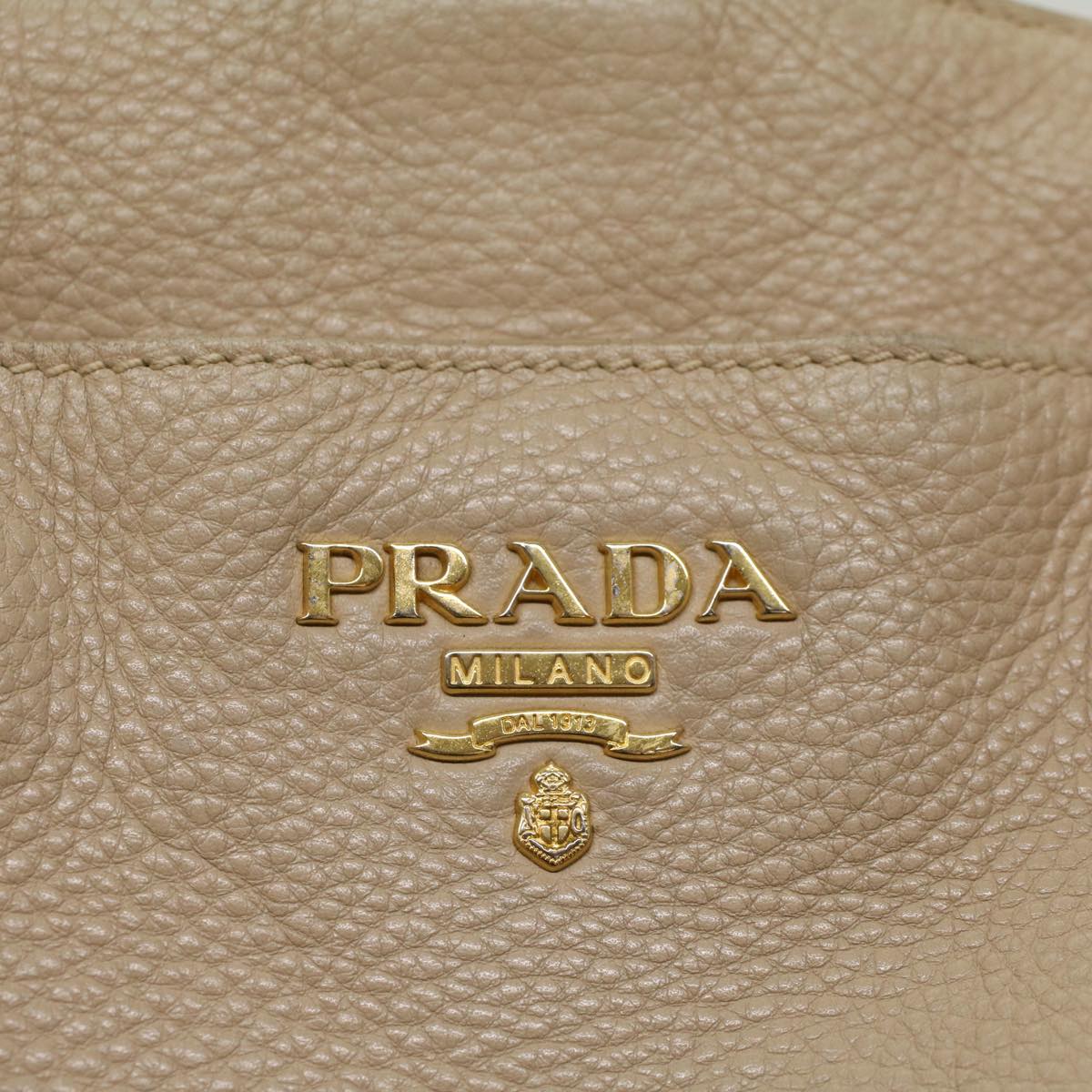 PRADA Shoulder Bag Leather Beige Auth bs8119