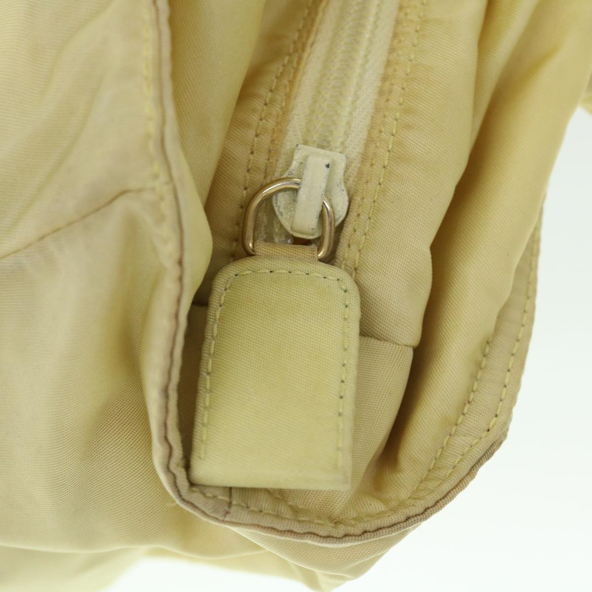 PRADA Hand Bag Nylon Beige Auth bs8131