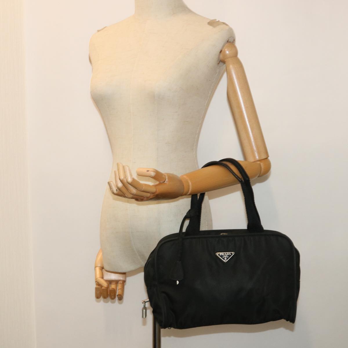 PRADA Hand Bag Nylon Black Auth bs8162