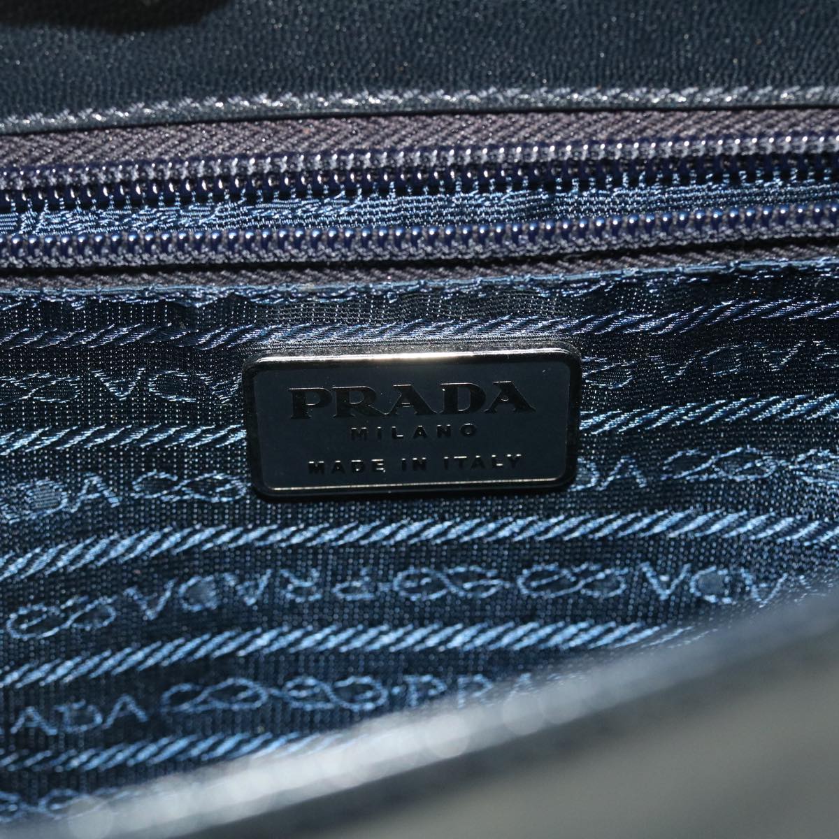 PRADA Shoulder Bag Leather Navy Auth bs8171