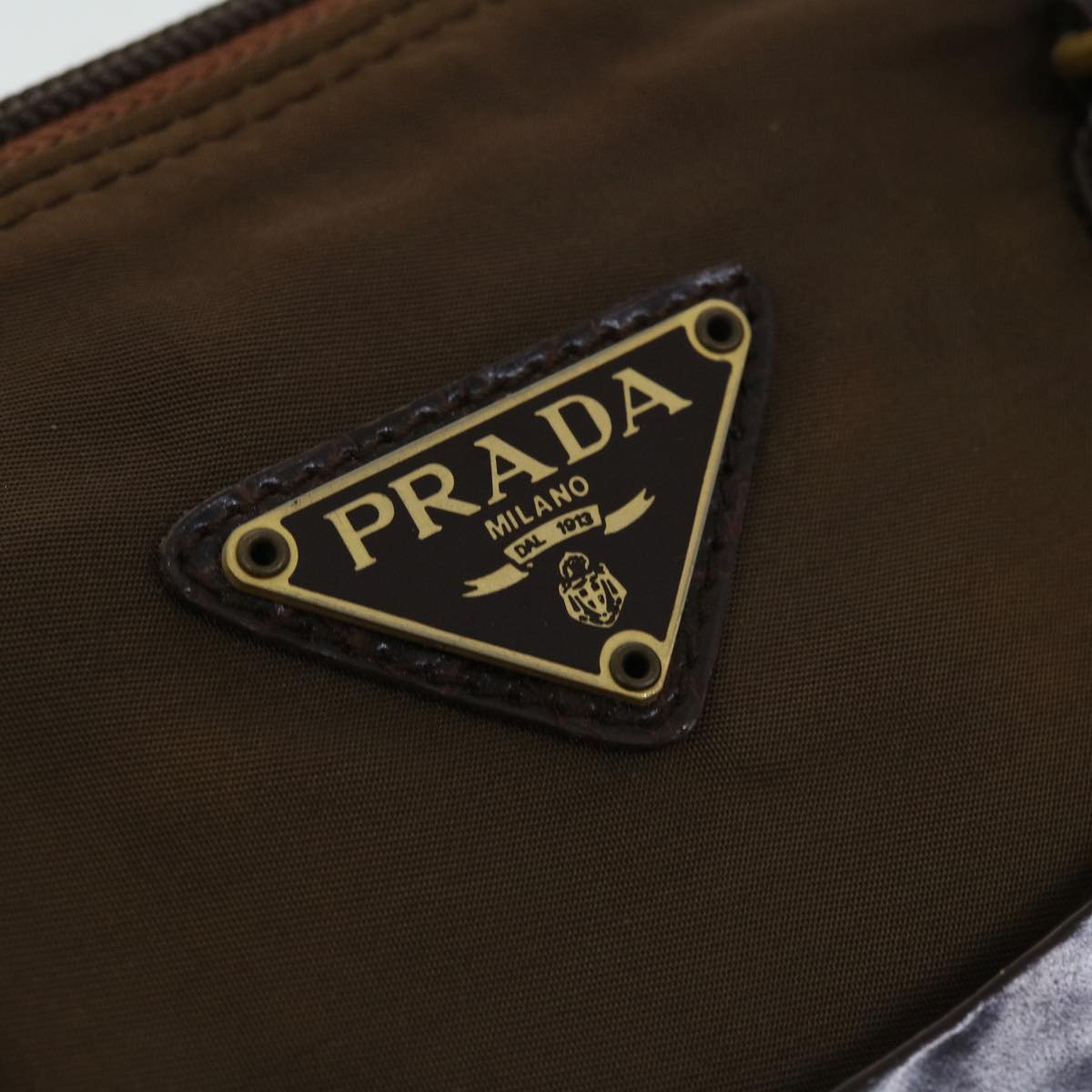 PRADA Hand Bag Nylon Leather Brown Auth bs8189