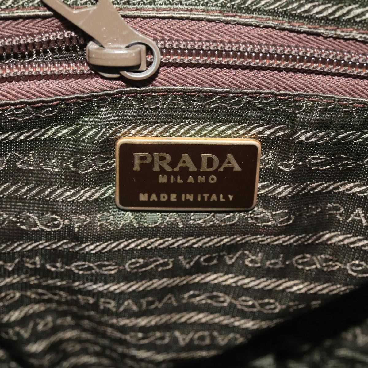 PRADA Hand Bag Nylon Leather Brown Auth bs8189