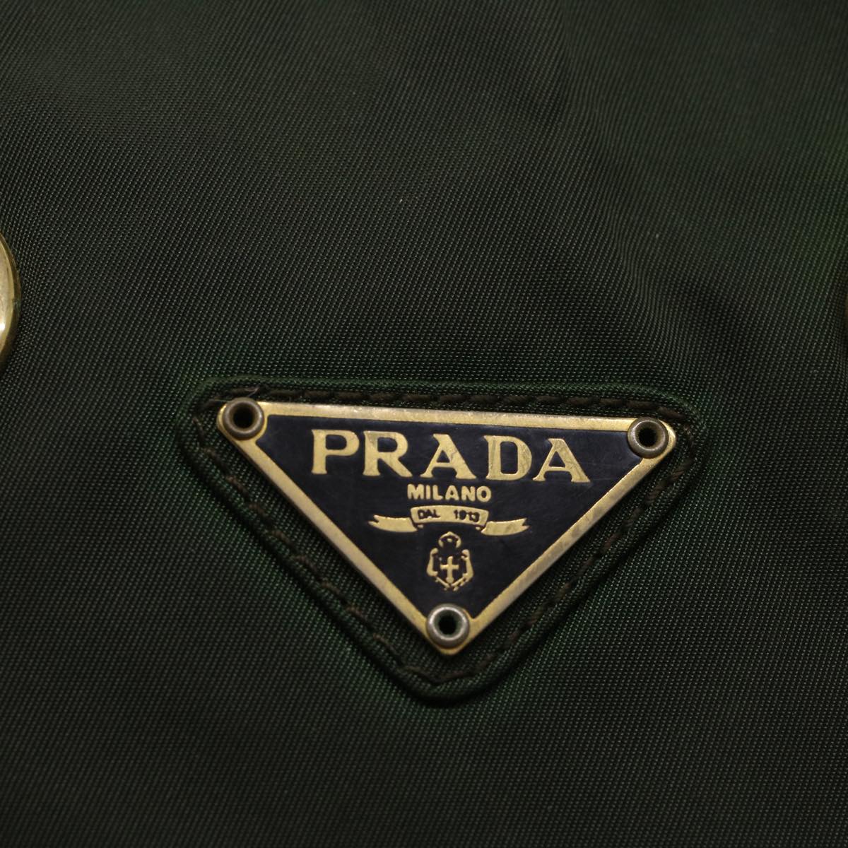 PRADA Chain Hand Bag Nylon Khaki Auth bs8195