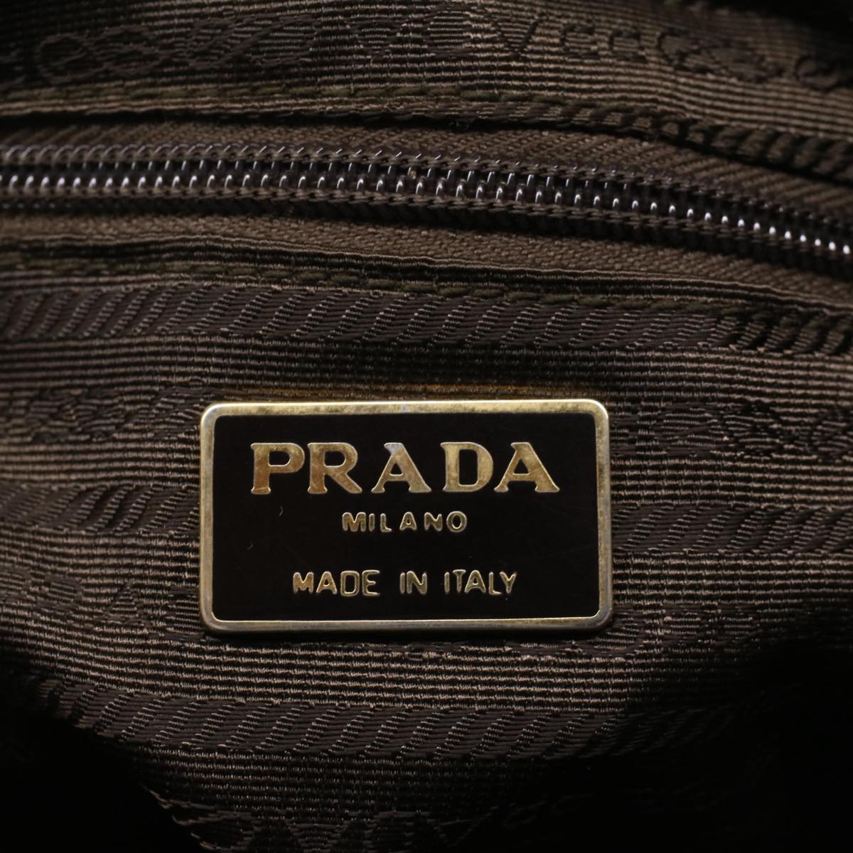 PRADA Chain Hand Bag Nylon Khaki Auth bs8195