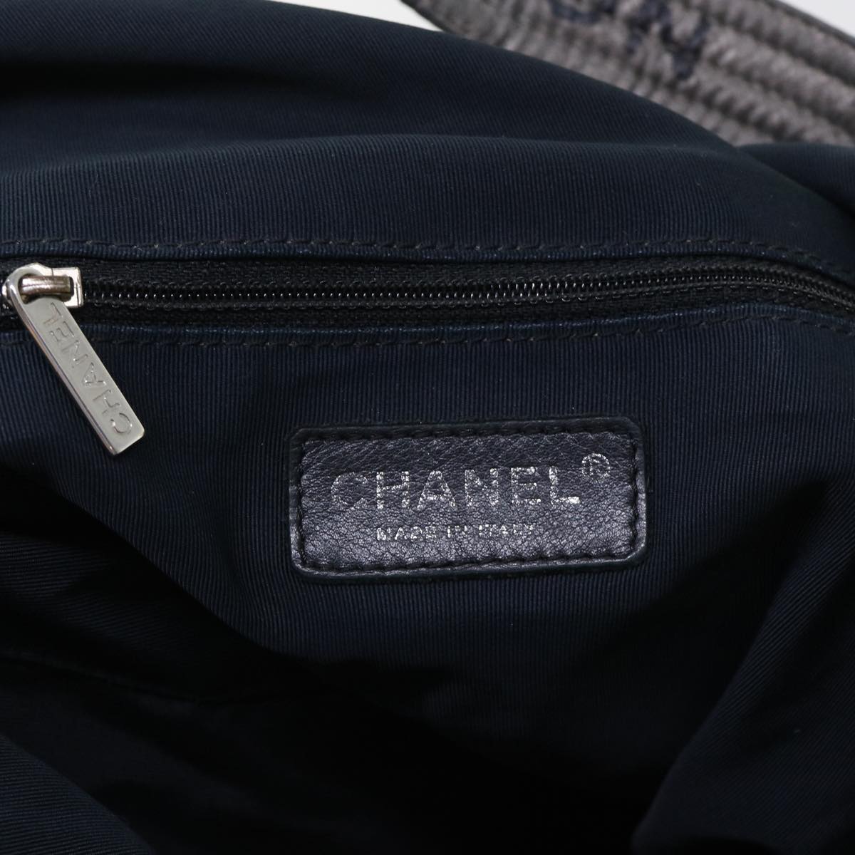 CHANEL Unlimited Shoulder Bag Coated Canvas Gray CC Auth bs8210