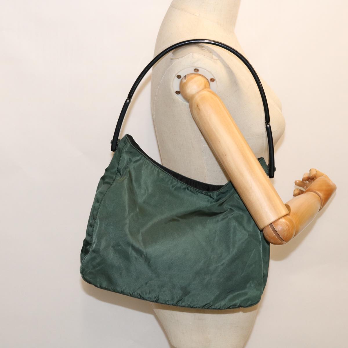 PRADA Shoulder Bag Nylon Green Auth bs8303