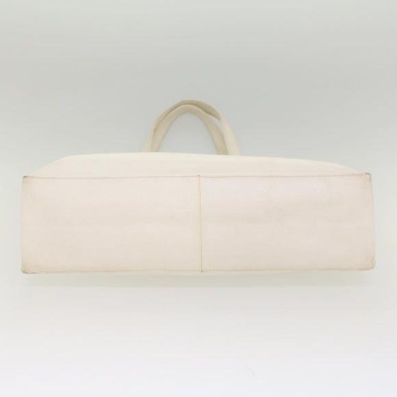 CHANEL Tote Bag Caviar Skin White CC Auth bs8320