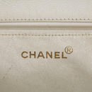 CHANEL Tote Bag Caviar Skin White CC Auth bs8320-17