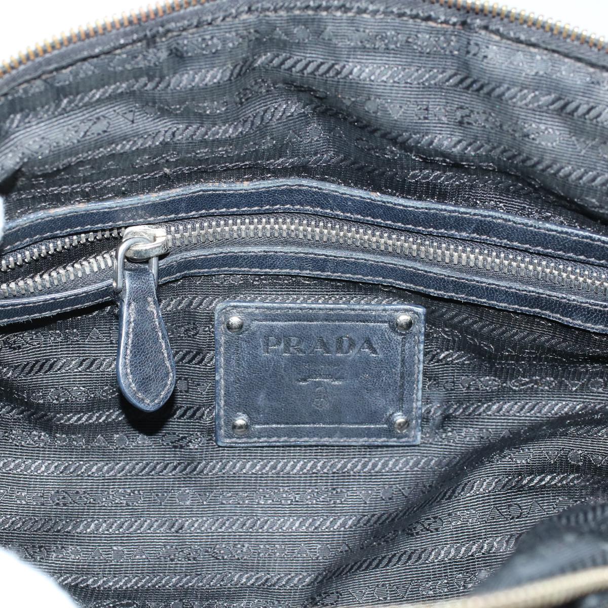 PRADA Shoulder Bag Leather Nylon Black Auth bs8336