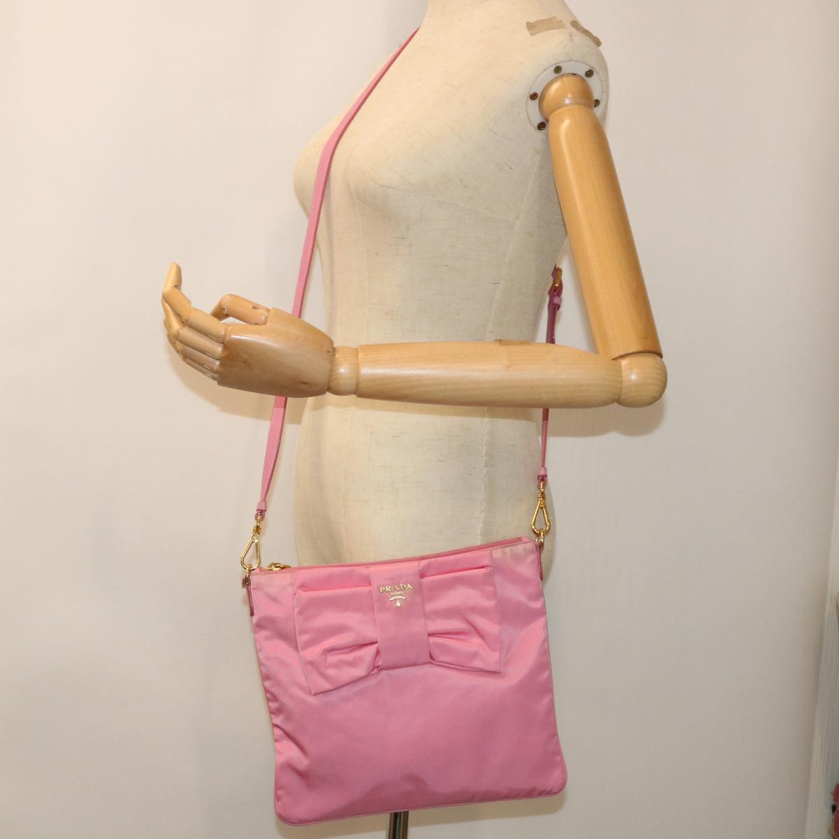 PRADA Shoulder Bag Nylon Pink Auth bs8338