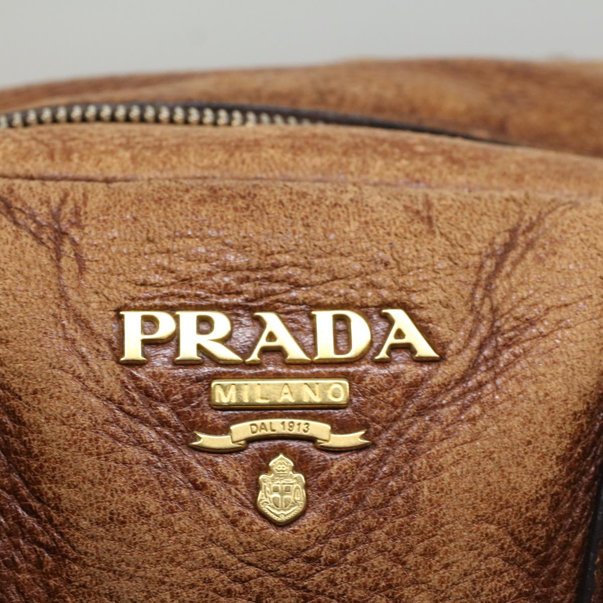 PRADA Shoulder Bag Leather 2way Brown Auth bs8341