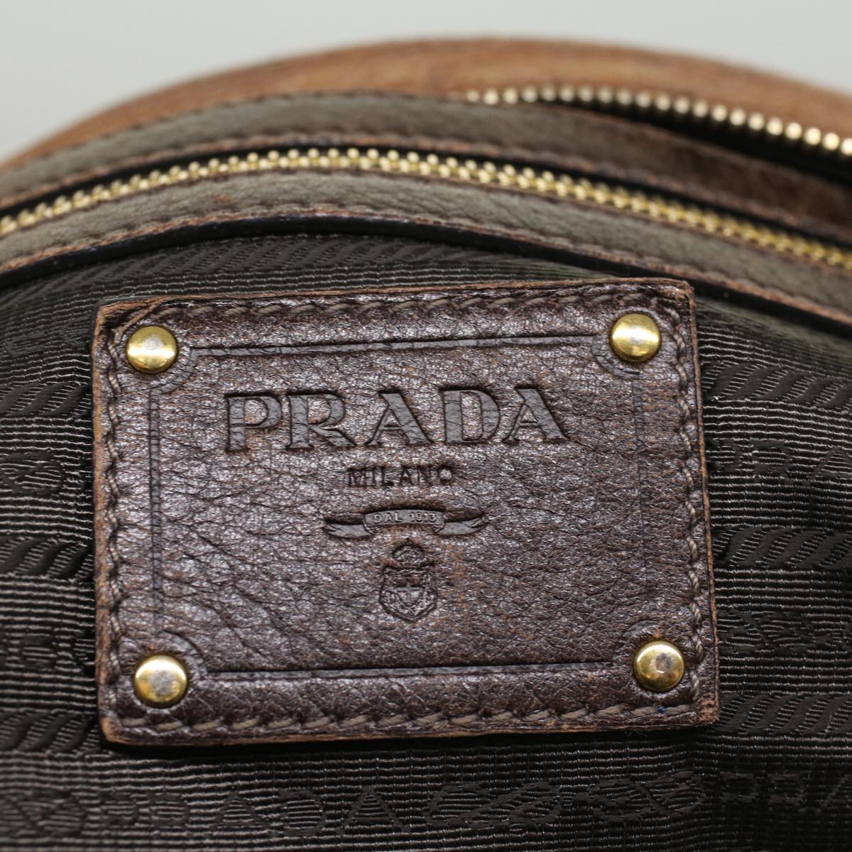 PRADA Shoulder Bag Leather 2way Brown Auth bs8341