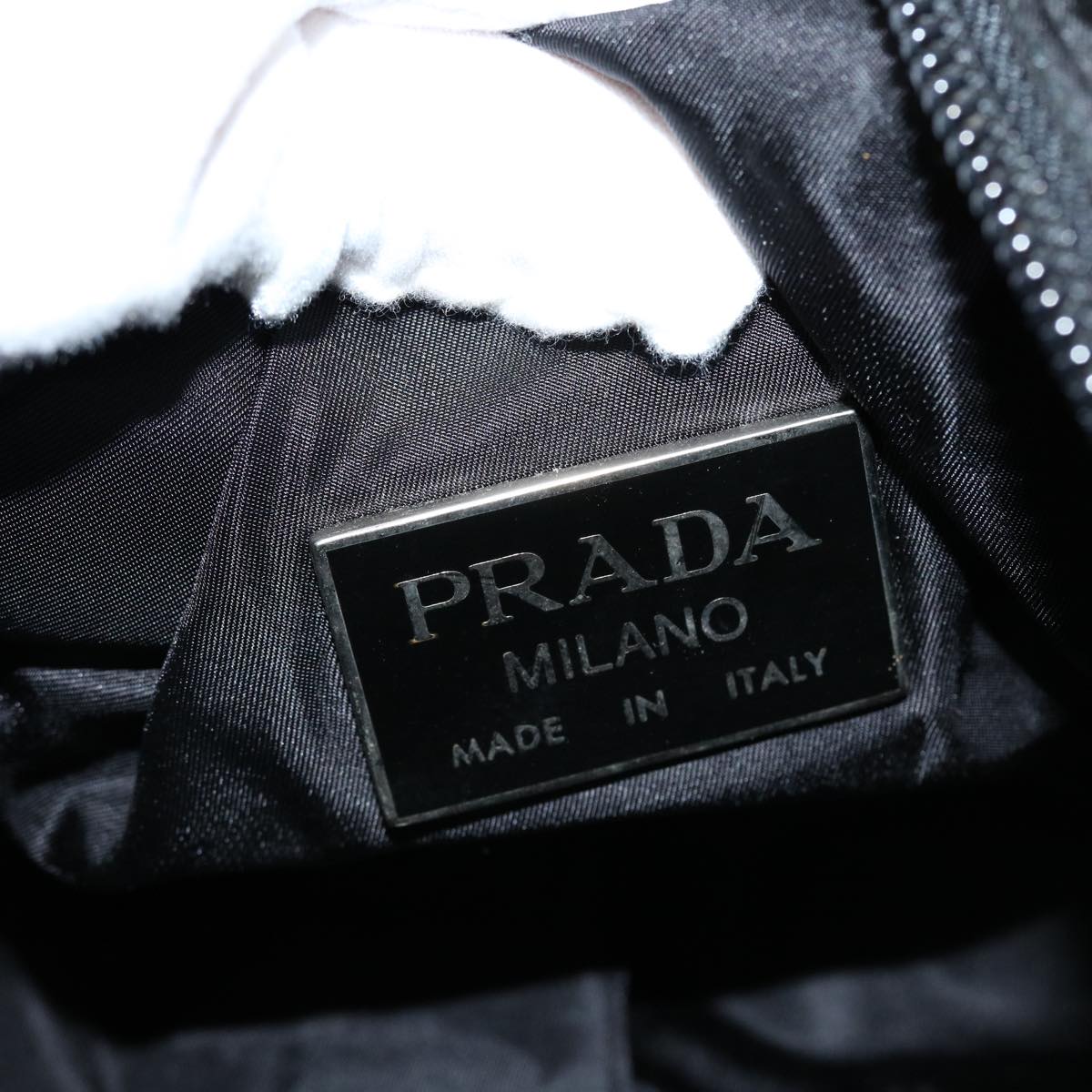 PRADA Boston Bag Nylon Black Auth bs8354