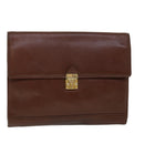 SAINT LAURENT Briefcase Leather Brown Auth bs8420-1
