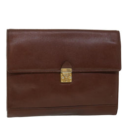 SAINT LAURENT Briefcase Leather Brown Auth bs8420