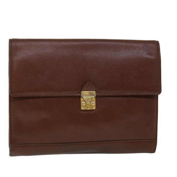 SAINT LAURENT Briefcase Leather Brown Auth bs8420