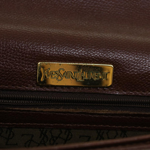 SAINT LAURENT Briefcase Leather Brown Auth bs8420