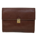 SAINT LAURENT Briefcase Leather Brown Auth bs8420-13