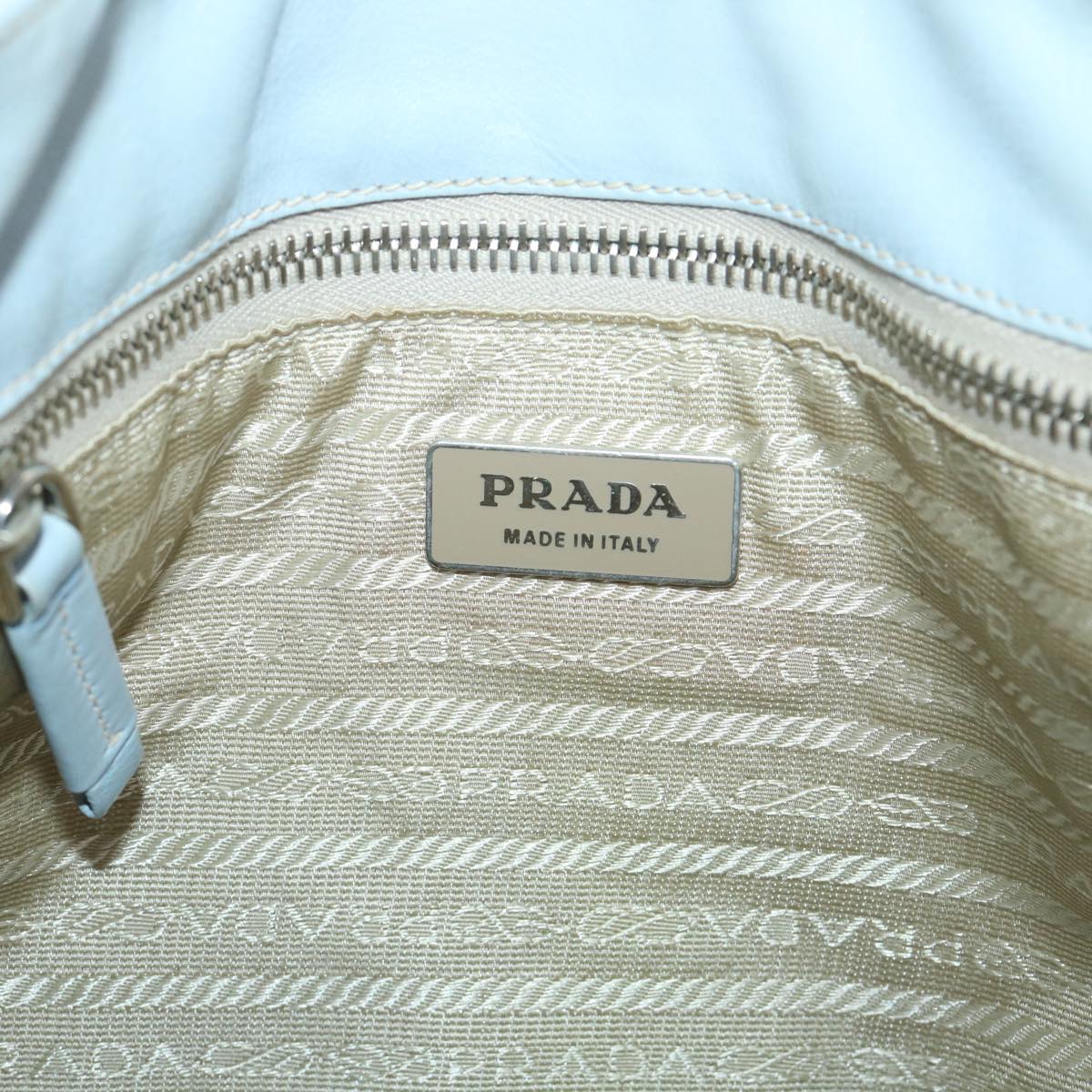 PRADA Shoulder Bag Leather Light Blue Auth bs8483