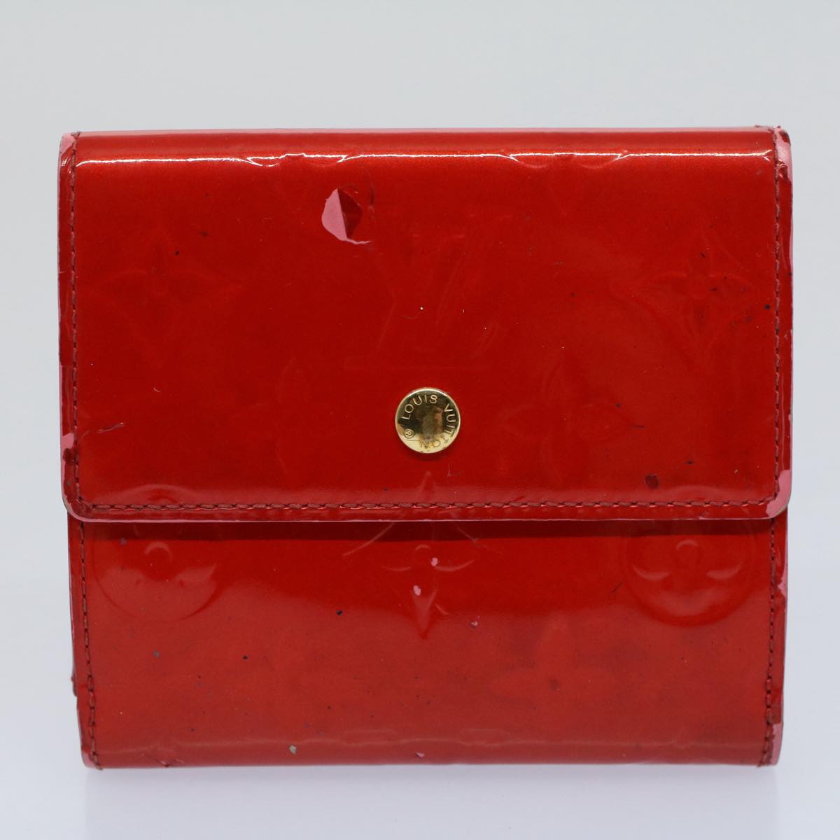 LOUIS VUITTON Monogram Vernis Key Case Wallet 5Set Beige Red LV Auth bs8513