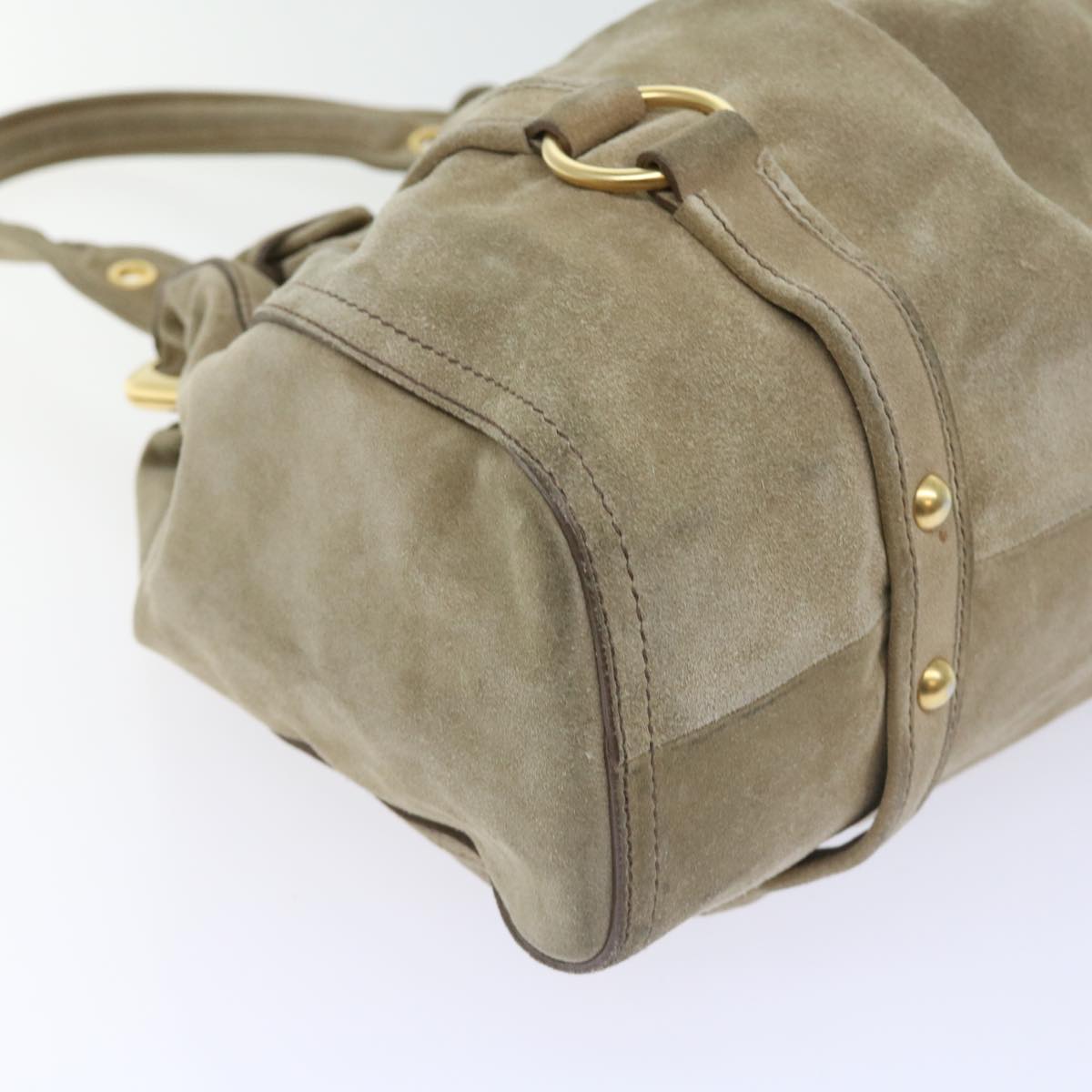 Miu Miu Shoulder Bag Suede Beige Auth bs8535