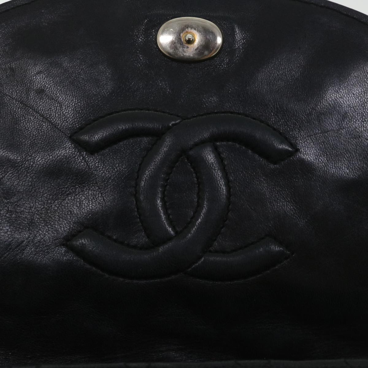 CHANEL Chain Shoulder Bag Lamb Skin Black CC Auth bs8550