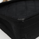 CHANEL Matelasse Chain Shoulder Bag Satin Black Gold CC Auth bs8554-11