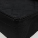 CHANEL Matelasse Chain Shoulder Bag Satin Black Gold CC Auth bs8554-12