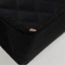 CHANEL Matelasse Chain Shoulder Bag Satin Black Gold CC Auth bs8554-13