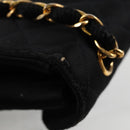 CHANEL Matelasse Chain Shoulder Bag Satin Black Gold CC Auth bs8554-16