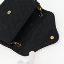 CHANEL Matelasse Chain Shoulder Bag Satin Black Gold CC Auth bs8554-17