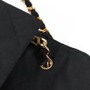 CHANEL Matelasse Chain Shoulder Bag Satin Black Gold CC Auth bs8554-18