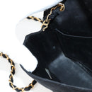 CHANEL Matelasse Chain Shoulder Bag Satin Black Gold CC Auth bs8554-22