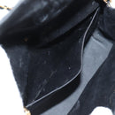 CHANEL Matelasse Chain Shoulder Bag Satin Black Gold CC Auth bs8554-23