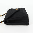 CHANEL Matelasse Chain Shoulder Bag Satin Black Gold CC Auth bs8554-5