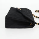 CHANEL Matelasse Chain Shoulder Bag Satin Black Gold CC Auth bs8554-6