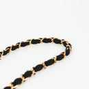 CHANEL Matelasse Chain Shoulder Bag Satin Black Gold CC Auth bs8554-9