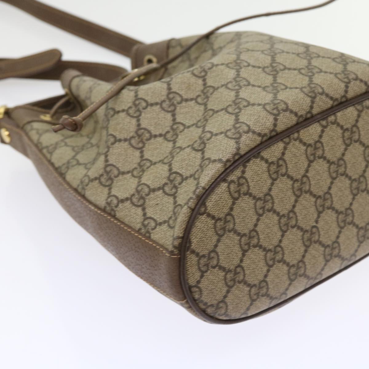 GUCCI GG Canvas Shoulder Bag PVC Leather Beige 001 115 6179 4023 Auth bs8584