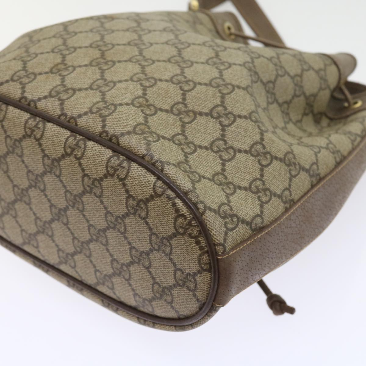 GUCCI GG Canvas Shoulder Bag PVC Leather Beige 001 115 6179 4023 Auth bs8584